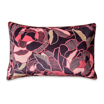 Brick Red Peony Cushion