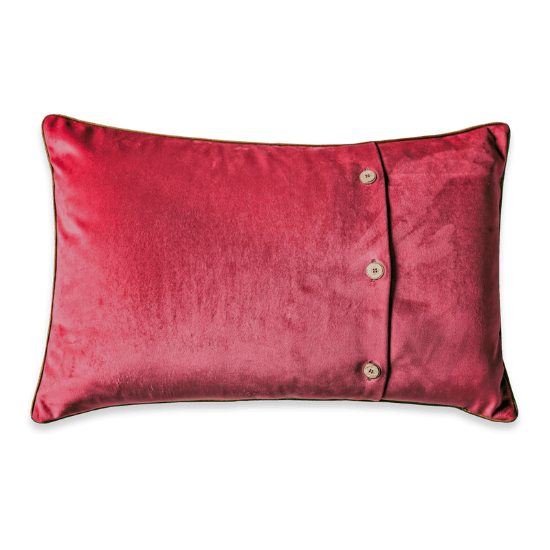 Brick Red Peony Cushion