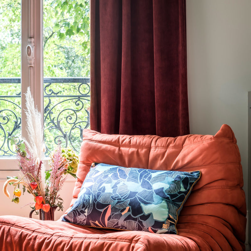Blue Peony Cushion